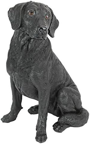 Design Toscano Labrador Retriever Dog Indoor/Outdoor Garden Statue, 9 Inch Wide, 15 Inch Tall, Cast Stone Resin, Black Painted Finish