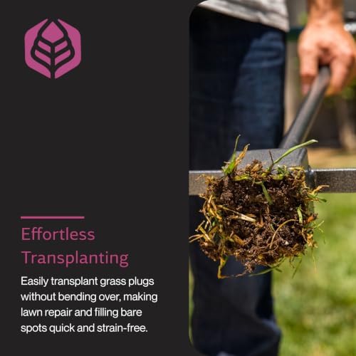 Yard Butler Sod Plugger, No-Bend Lawn Repair for Grass Plugs | Ergonomic No-Bend Sod Plugger for Zoysia, St. Augustine and Bermuda Grass