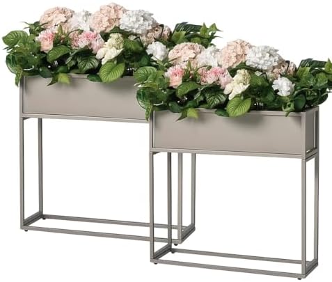 Cocoyard Metal Elevated Planter Box - 28" Raised Garden Bed with Legs for Indoor and Outdoor - Tall Rectangle Planter with Felt Liner