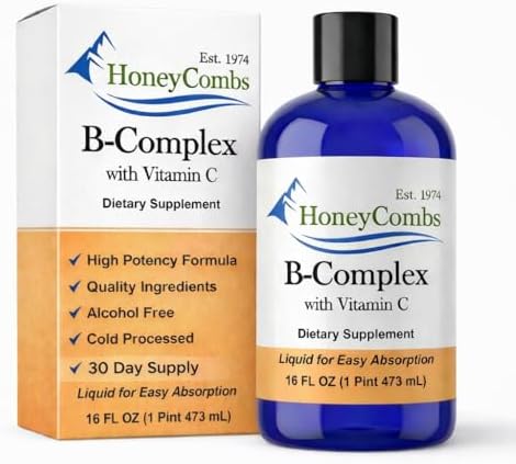 Liquid Vitamin B Complex Drops with B12 B6 B1 B2 B3 B5 B7 B9 + Vitamin C | Liquid B-Complex with Vitamin C supports daily energy metabolism and