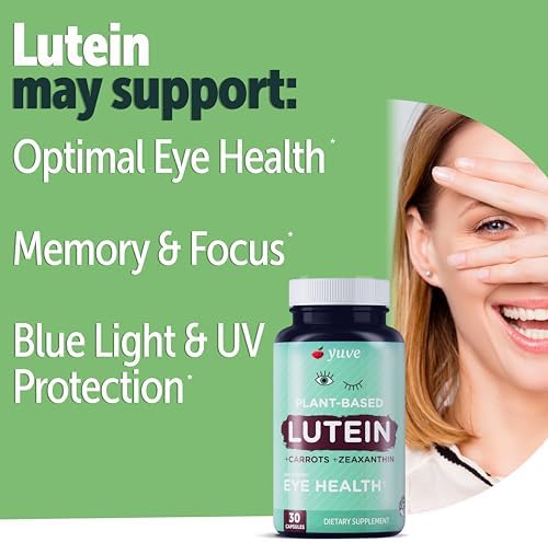 Yuve 20mg Lutein & Zeaxanthin Eye Health Supplement with Clinically Studied Lutemax 2020 Carotenoid Complex - Supports Dry Eyes