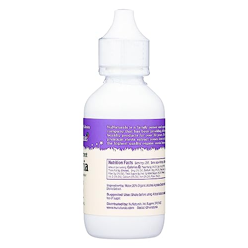 NuNaturals Liquid Stevia Sweetener, Clear Unflavored, Plastic, 2oz (2-Pack)