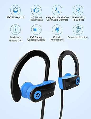Otium Bluetooth Earbuds Wireless Headphones Bluetooth Headphones, Sports Earbuds, IPX7 Waterproof Stereo Earphones for Gym Running 15 Hours Playtime Sound Isolation Headsets,Black.