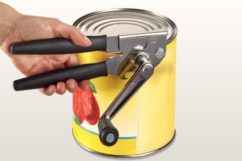 Heavy Duty Can Opener with Magnet – Commercial Can Opener Manual for Seniors & Arthritis - Hand Held, Folding Knob, Smooth Edge, Works on #10 Cans