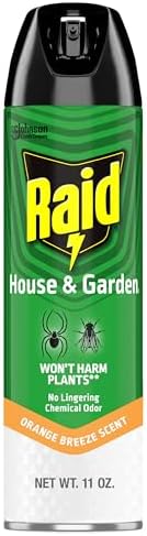 Raid House and Garden Insect Killer Spray, for Indoor and Outdoor Use, Won't Harm Plants, Insect Spray, Orange Breeze Scent, 11 oz