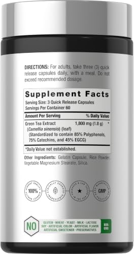 Horbäach EGCG Green Tea Extract Pills | 180 Capsules | Max Potency