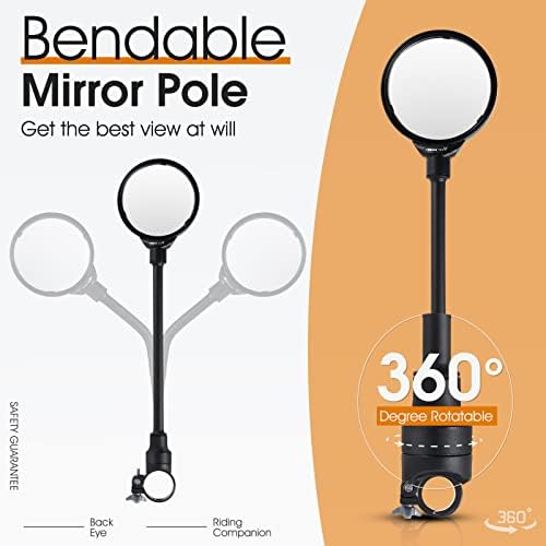 West Biking Bike Mirror Handlebar Mount, Adjustable Rotatable Bicycle Rear View Mirror, Wide Angle Acrylic Convex Safety Mirror for Mountain Road Bike