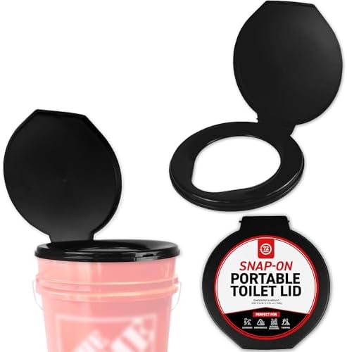 72 HRS Premium Portable Camping Toilet Seat with Lid for 5 Gallon Buckets | Portable Toilet for Outdoor Camping, Hiking, Emergency Prep, Backcountry