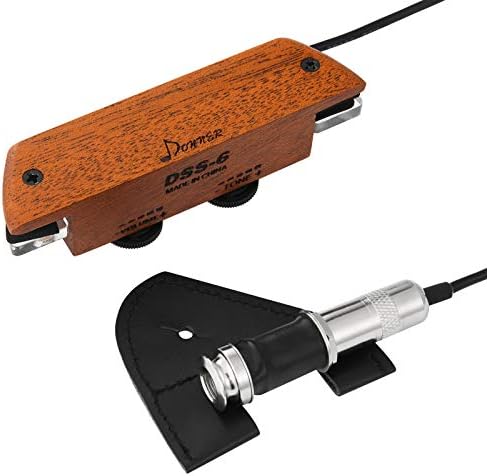 Donner Acoustic Guitar Pickup, Guitar Pickups Passive Mahogany Soundhole Pickup with Humbucker Volume Tone Control