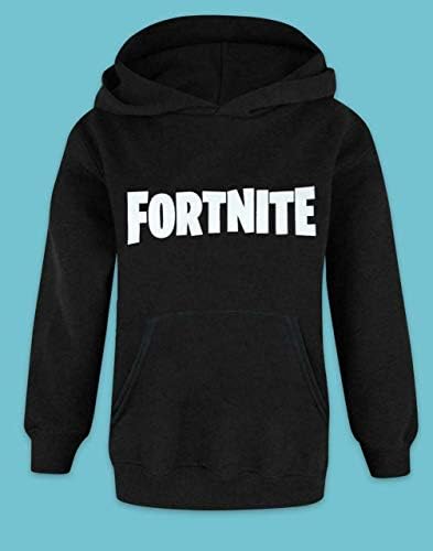 FORTNITE Hoodie Boys Kids Game Hooded Long Sleeve Jumper Black