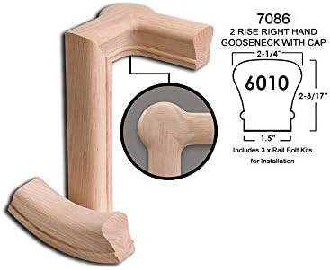 Red Oak 6010-8E 2-1/4 inch Width x 2-3/8 inch Tall Traditional Style Straight Wood Handrail for Stair Remodeling 8 feet Long