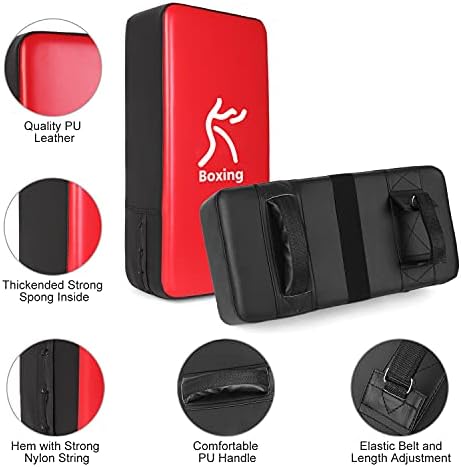 Odoland Punching Mitts Kick Pack Set, Boxing Mitts Focus Pads, Taewondo Kick Pad, Great for Boxing, Kickboxing, Karate, Muay Thai, MMA Training