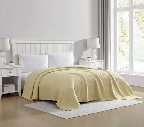 Grand Hotel Lightweight Full/Queen Blanket, 100% Cotton, Pearl Blue | All-natural yarn-dyed mercerized cotton is exceptionally durable, breathable and soft