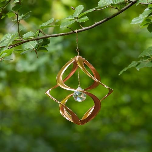 Red Carpet Studios The Original Cosmix Helix Wind Spinner Indoor/Outdoor Hanging Art, 11" Tall, Copper with Blue Planet