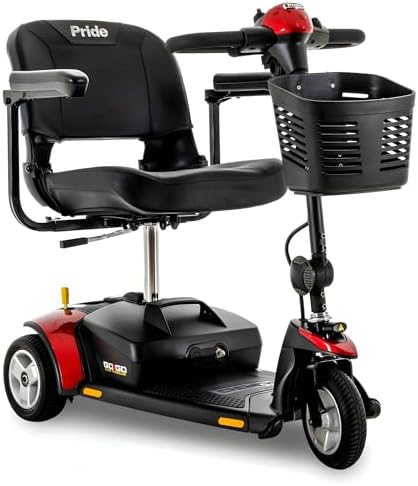 Pride Mobility Go Go Elite Traveller 3-wheel Scooter - Travel Mobility for Adults, 12 Ah Battery, 300 Lbs Weight Capacity, Red, Seat Dimensions - 17" W x 17" D - SC40E