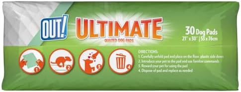 OUT! PetCare Large Dog Pee Pads, Leak Proof Training Pads, 21x21, 50 Count | Doggy Pee Pads, Leak Proof, Odor Control, Extra Absorbent, Potty Training, Housebreaking, Crate Training, Travel Use