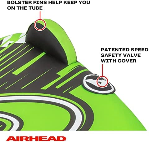 Airhead G-Force Towable Tube for Boating, 1-4 Rider Inflatable Boat Tube for Water Tubing, Heavy Duty Full Nylon Cover, Stabilizer Fins with Neoprene Knuckle Guards, Speed Safety Valve