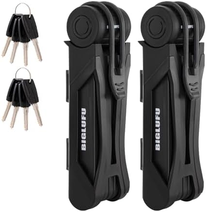 Bike Lock Bicycle Scooter Motorcycle Folding Locks with 4Keys, Fold Chain Heavy Duty Alloy Steel Foldable Lock with Mounting Bracket 2pc Straps