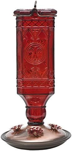 Perky-Pet 8116-2 Square Antique Glass Bottle Hummingbird Feeder - Outdoor Garden Decor, Unique Gifts