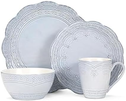 Pfaltzgraff Seraphina 16-Piece Stoneware Dinnerware Set, Service for 4,Blue