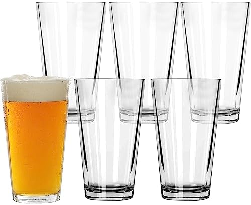 Pint Glasses Set of 6 - 16 oz Drinking Glasses Made for Cold Beverages - 16 oz Mixing Glass & Highball Set of 6 for Homes