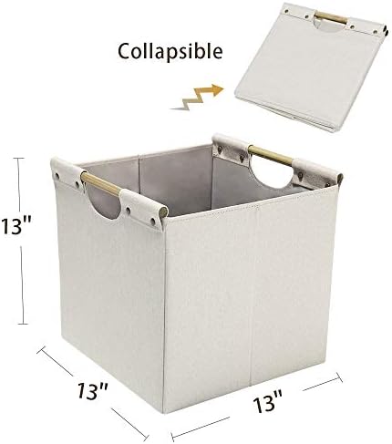 HOONEX Collapsible Storage Bins, 13x13x13 Inches Storage Cubes Linen Fabric, 3 Pack