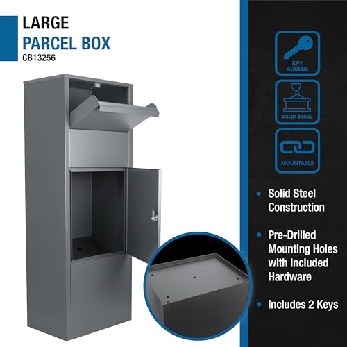 Large Steel Freestanding Floor Parcel Lockable Drop Slot Mail Box