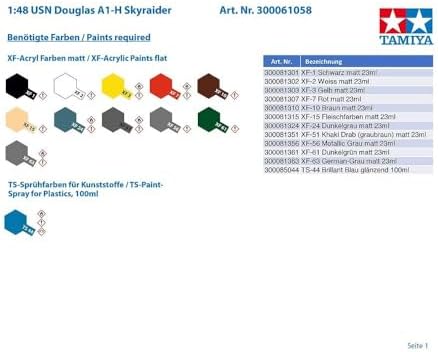 Tamiya Models Douglas A-1H Skyraider Model Kit, ages 12 Up