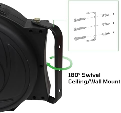 DYNAMIC POWER Elite Retractable Air Hose Reel with 3/8-Inch by 50-Feet PU Air Hose exceptional resistance to abrasion, oil, and weather - DP-HR5-315