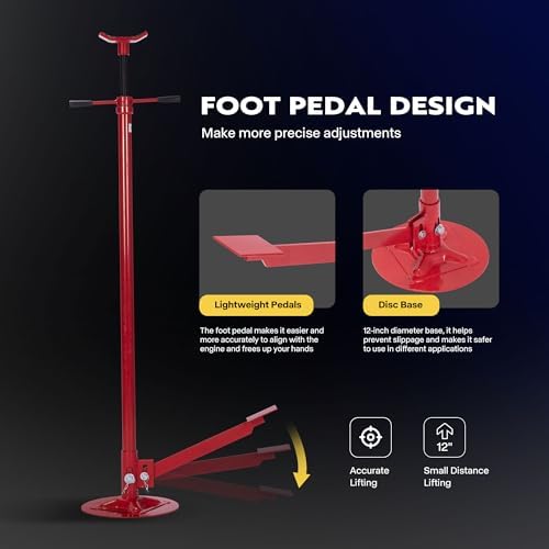 SPECSTAR Under Hoist Support Stand 3/4 Ton Jack Stand | 1650Lbs Capacity, Adjustable 52-76 Inch Height, 12 Inch Diameter Base for Vehicle Lifting & Support