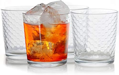 Circleware Paragon Double Old Fashioned Whiskey Glass, Set of 4 Kitchen Drinking Glasses Glassware for Water, Juice, Ice Tea, Beer