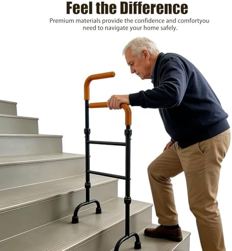 Stair Assist Cane for Seniors, 13-Level Adjustable Height | Portable Lightweight, Slip-Resistant, Mobility Aid for Elderly, Post-Surgery