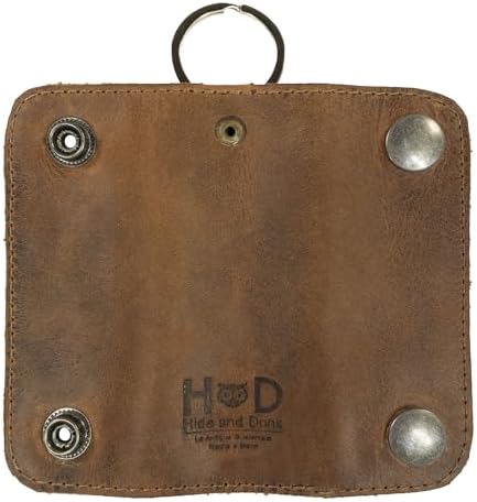 Hide & Drink, Leather Double Snap Key Holder, Key Ring Organizer, Accessories, Handmade :: Bourbon Brown