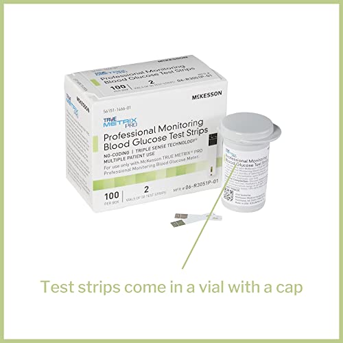 McKesson 06-R3051P-05 True Metrix Pro Professional Monitoring Blood Glucose Test Strip, Box of 50