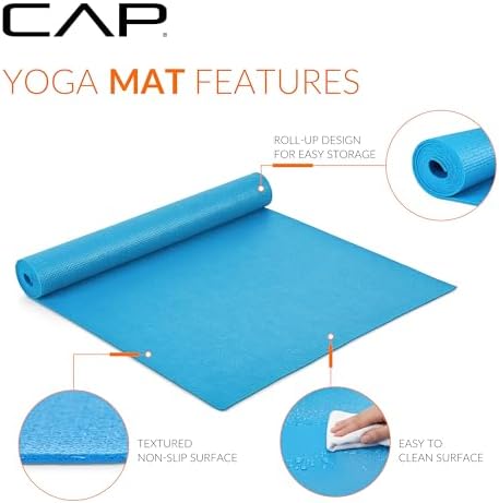 CAP Non-Slip Yoga Mat for Home Workout & Pilates, Lightweight Exercise Fitness Mat with Textured Grip Surface