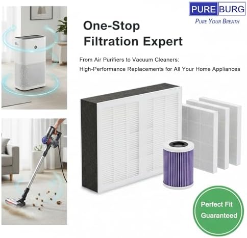 PUREBURG Replacement Filter Compatible with HoMedics AT-PET01 AT-PET02 TotalClean PetPlus Tower Air Purifier