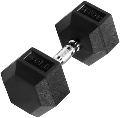 Rubber Encased Hex Dumbbell with Knurled Alloy Material Non-slip Handle, Basic Professional Dumbbell