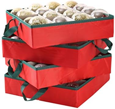 Sattiyrch Large 2-in-1 Christmas Ornament Storage Box & Xmas Figurine Container - Easy Access Removable Trays