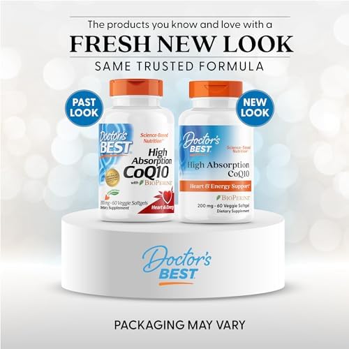 Doctor's Best High Absorption CoQ10 200mg with BioPerine Supplement - Coenzyme Q10 Softgels for Heart Health & Antioxidant Support