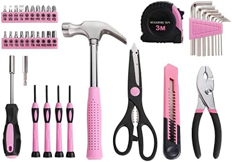 39-Piece Household Tools Kit - Small Basic Home Tool Set with Plastic Toolbox - Great for College Students, Household Use & More
