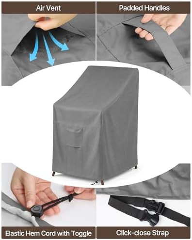 Vailge Stackable Patio Chair Covers & Outdoor Furniture Covers Waterproof