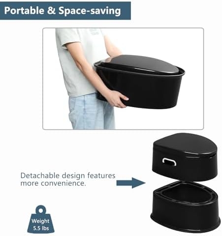 VINGLI Portable Toilet | Indoor Outdoor Commode w/Detachable Inner Bucket & Removable Paper Holder, Lightweight & Compact for Camping, Boat, Van