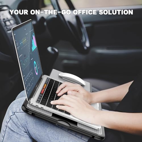 AboveTEK Portable Laptop Lap Desk w/Retractable Left/Right Mouse Pad Tray