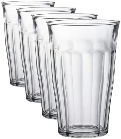 Duralex Made in France Prisme Marine Glass Tumbler Drinking Glasses, 8.75 ounce - Set of 6, Marine Blue