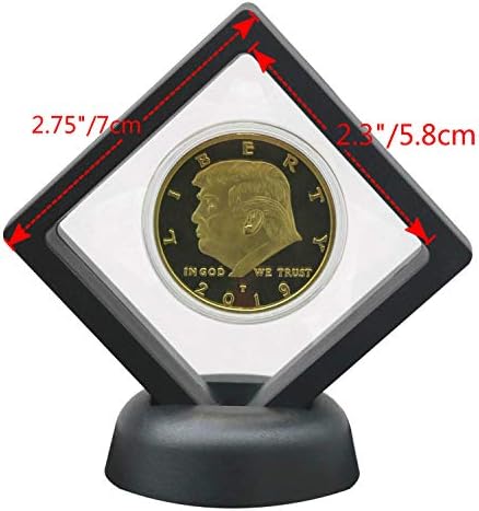 SH Challenge Coin Display Frame, 3D Floating Display Case Stand Holder, Medallion Medal Specimen Military Coin Clear Box (Black)