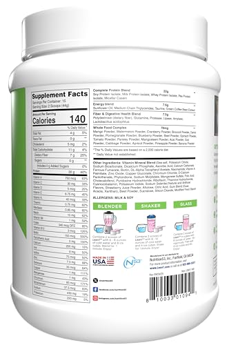 Lean1 Vanilla, Meal Replacement Protein Shake, 15 Serving Tub