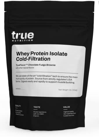 True Nutrition Whey Protein Isolate, Unflavored, 1lb | Cold-Filtered, 30g Protein per Serving, Unsweetened, No Additives, Keto, Gluten Free, Lactose Free, Non-GMO