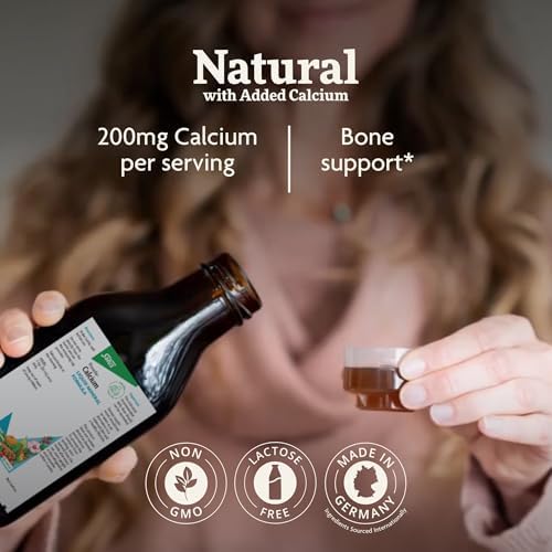 Floradix Calcium Liquid Supplement - Supports Strong Bones & Teeth - Calcium Gluconate & Lactate - Gentle to Digest & Easily Absorbed - Vegan