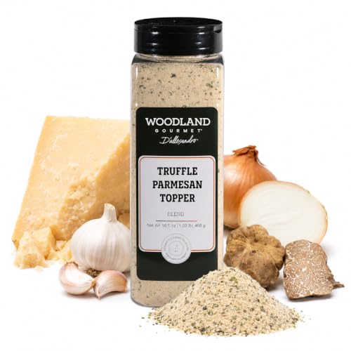 Truffle Parmesan & Black Garlic Seasoning, 18 oz – Gourmet Finishing Cheese Blend with Black Truffle Salt & Fermented Black Garlic, by Woodland Gourmet