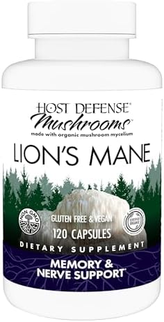 Host Defense Mushrooms Lion's Mane - Brain Health Support Supplement for Focus & Memory Function - Immune & Nervous System Support Supplement- 30 Capsules